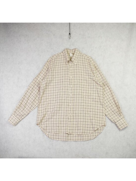 Loro Piana Other - Loro Piana Mens Plaid Cotton Wool Blend Button Down Shirt Size XL Made Italy EUC